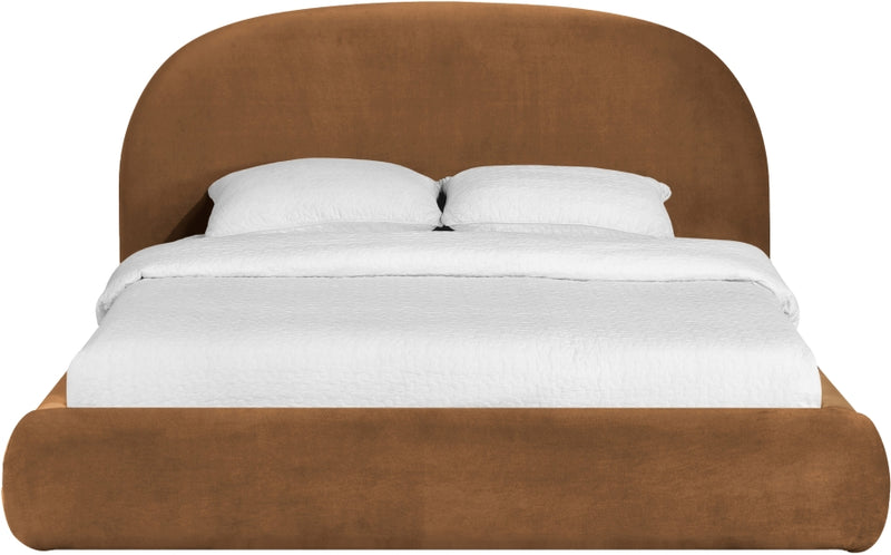 Celine Velvet Upholstered King Bed in Saddle - CelineSaddle-K