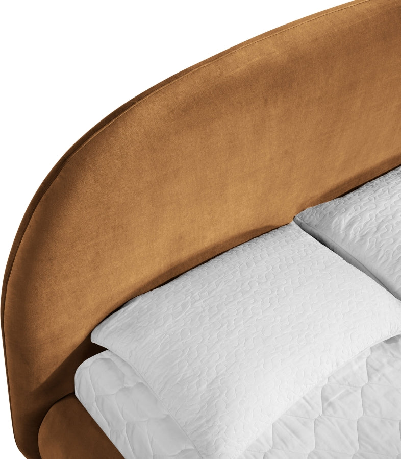 Celine Velvet Upholstered King Bed in Saddle - CelineSaddle-K