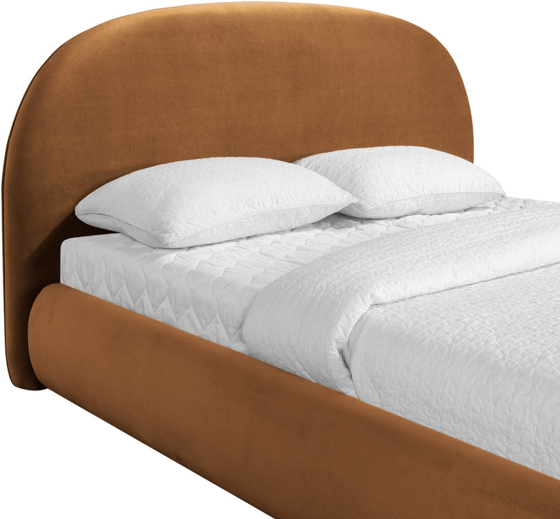Celine Velvet Upholstered King Bed in Saddle - CelineSaddle-K