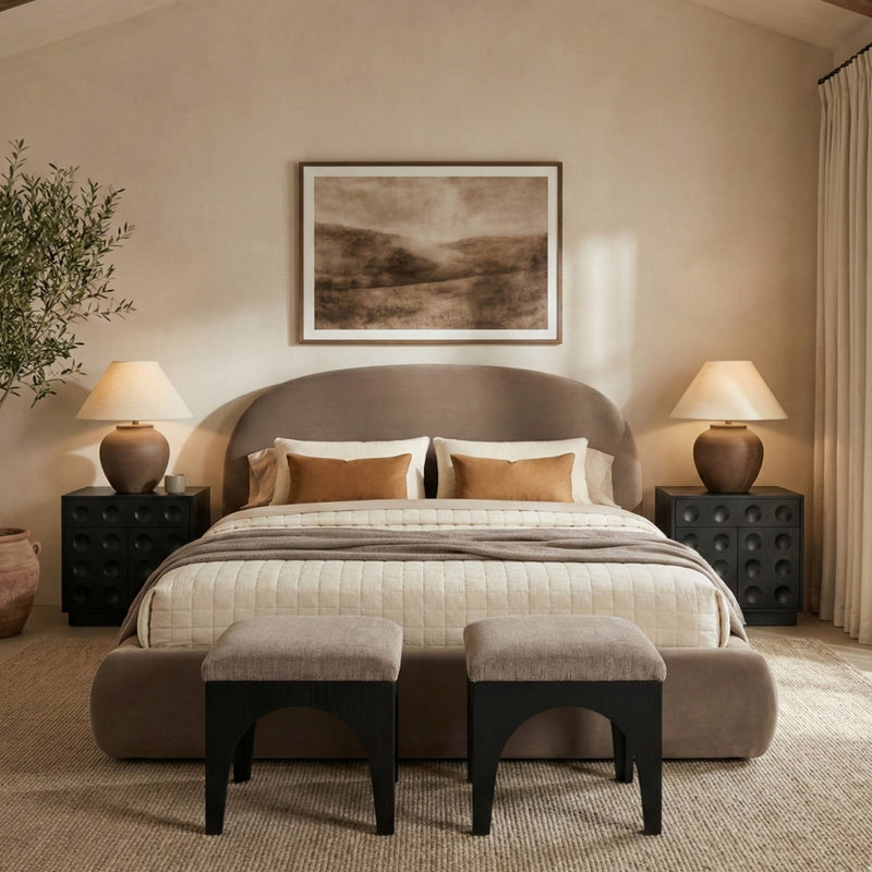 Celine Velvet Upholstered King Bed in Taupe - CelineTaupe-K