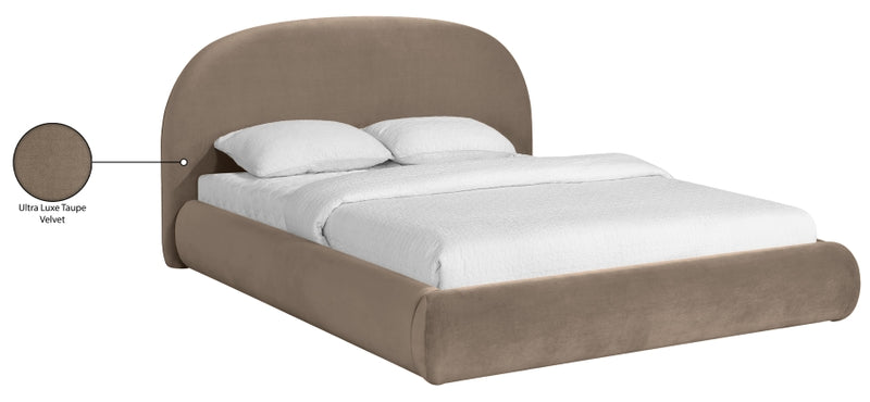 Celine Velvet Upholstered King Bed in Taupe - CelineTaupe-K