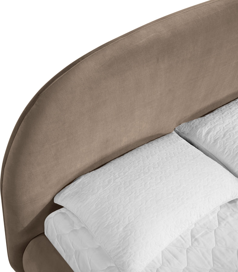 Celine Velvet Upholstered King Bed in Taupe - CelineTaupe-K