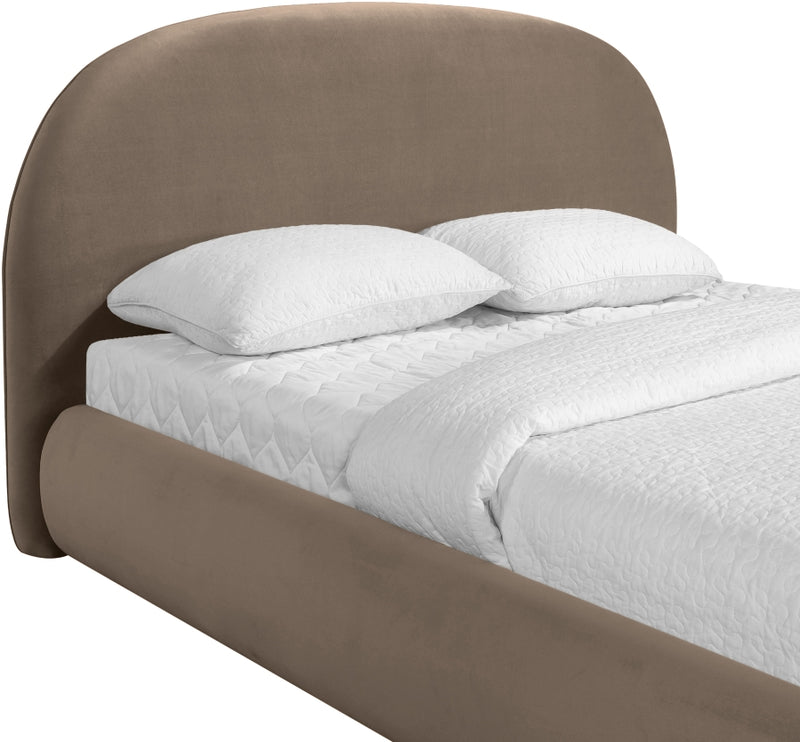 Celine Velvet Upholstered King Bed in Taupe - CelineTaupe-K
