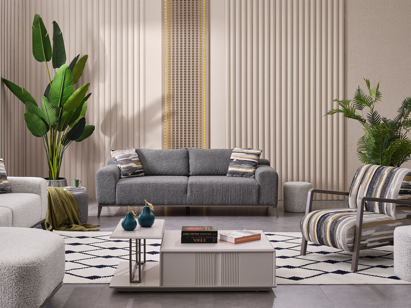 Cenova 3-pieces (Sofa & L Corner & Chair) Livingroom in Cream - Grey - 200-MAX-CEN-TED11-TED12-3L1