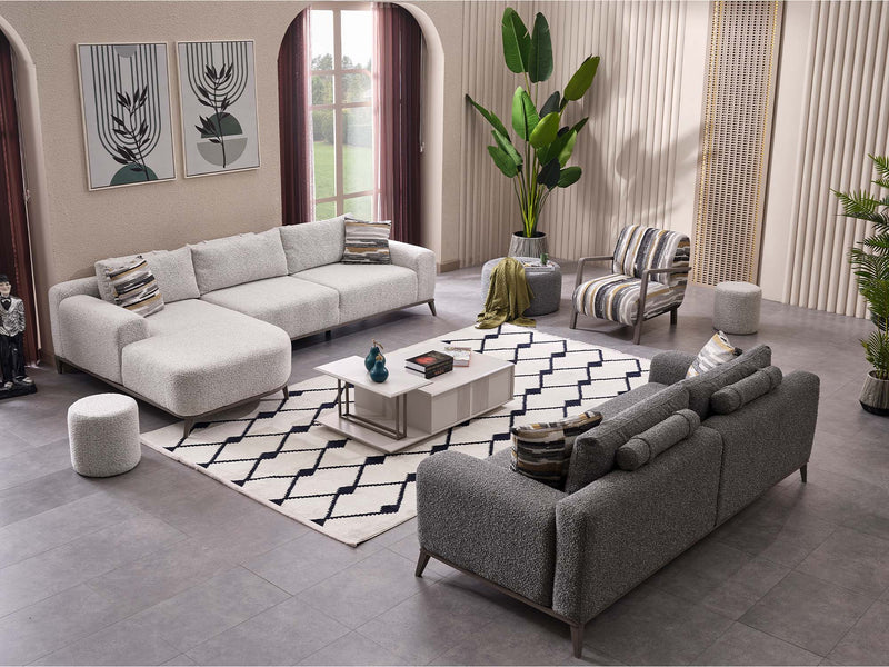 Cenova 3-pieces (Sofa & L Corner & Chair) Livingroom in Cream - Grey - 200-MAX-CEN-TED11-TED12-3L1