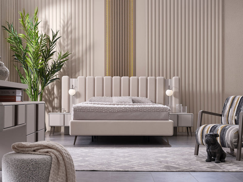 Cenova Bedroom (Queen Frame With Headboard & Dresser With Mirror & 2 Nightstand) - 200-MAX-CEN-150-QB-SET