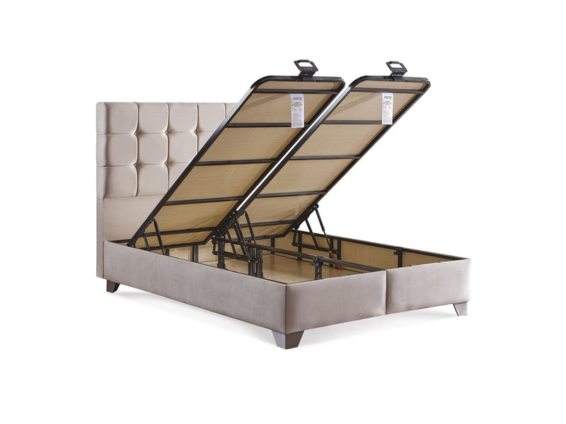 Cenova Storage Bed With Headboard Cream - Full in Cream - 110-CEN-L01-140-SB
