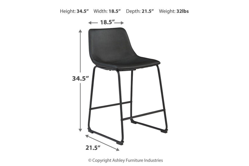 Centiar Black Counter Height Bar Stool (Set of 2) - Gate FurnitureBarstool