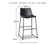 Centiar Black Pub Height Bar Stool (Set of 2) - D372-630X2