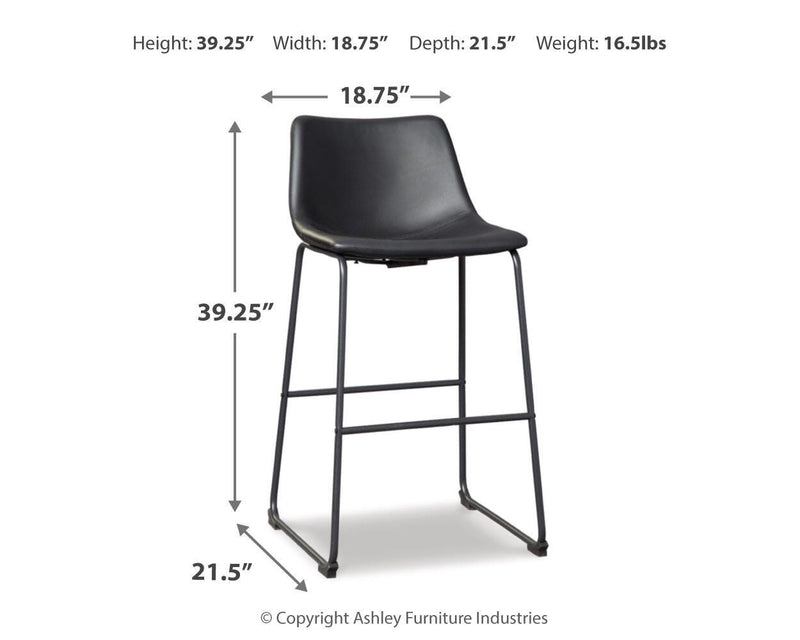 Centiar Black Pub Height Bar Stool (Set of 2) - D372-630X2