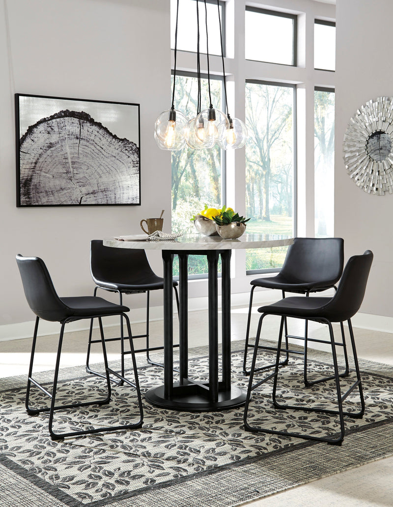 Centiar Black/Black 5 - Piece Round Counter Height Set - Gate FurnitureCounter Height Set