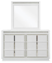 Chalanna California King Upholstered Storage Bed, Dresser and Mirror in White - PKG021894