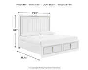 Chalanna California King Upholstered Storage Bed, Dresser and Mirror in White - PKG021894