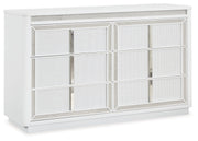 Chalanna California King Upholstered Storage Bed with Dresser and Nightstand in White from Ashley - Luna Furniture