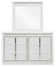 Chalanna California King Upholstered Storage Bed with Mirrored Dresser, Chest and 2 Nightstands in White from Ashley - Luna Furniture