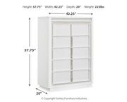 Chalanna California King Upholstered Storage Bed with Mirrored Dresser, Chest and 2 Nightstands in White from Ashley - Luna Furniture