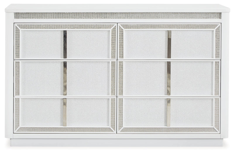 Chalanna King Upholstered Storage Bed with Dresser and Nightstand in White from Ashley - Luna Furniture