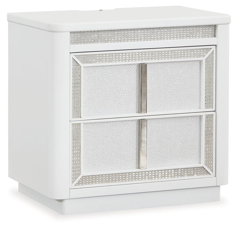 Chalanna King Upholstered Storage Bed with Dresser and Nightstand in White from Ashley - Luna Furniture