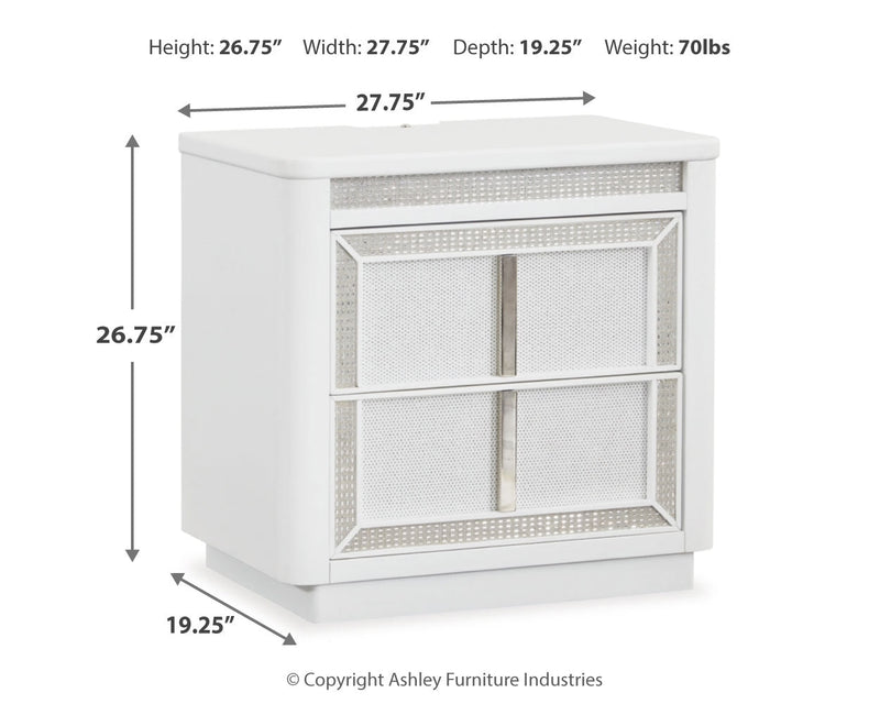 Chalanna King Upholstered Storage Bed with Dresser and Nightstand in White from Ashley - Luna Furniture