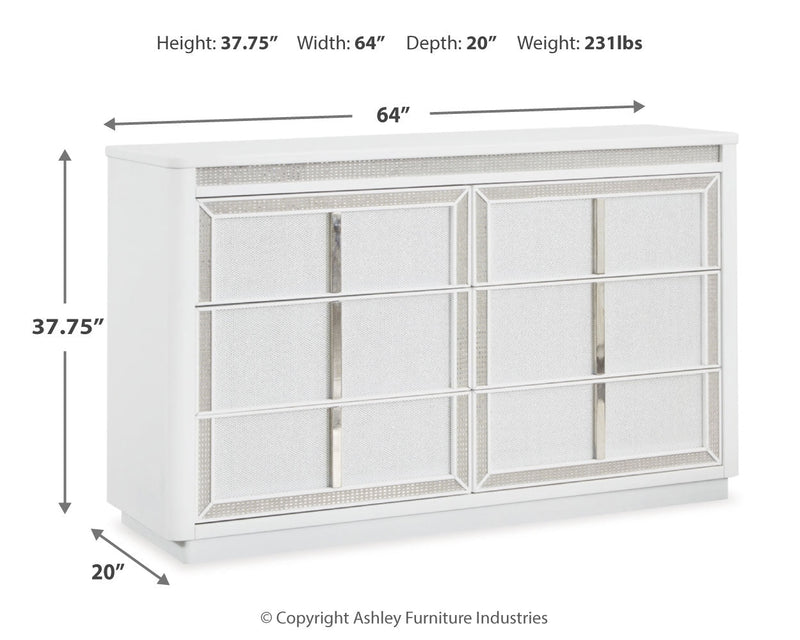 Chalanna King Upholstered Storage Bed with Dresser in White from Ashley - Luna Furniture