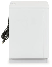 Chalanna King Upholstered Storage Bed with Mirrored Dresser, Chest and Nightstand in White from Ashley - Luna Furniture