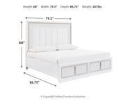 Chalanna King Upholstered Storage Bed with Mirrored Dresser in White from Ashley - Luna Furniture