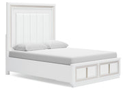 Chalanna Queen Upholstered Storage Bed with 2 Nightstands in White from Ashley - Luna Furniture