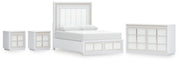 Chalanna Queen Upholstered Storage Bed with Dresser and 2 Nightstands in White from Ashley - Luna Furniture