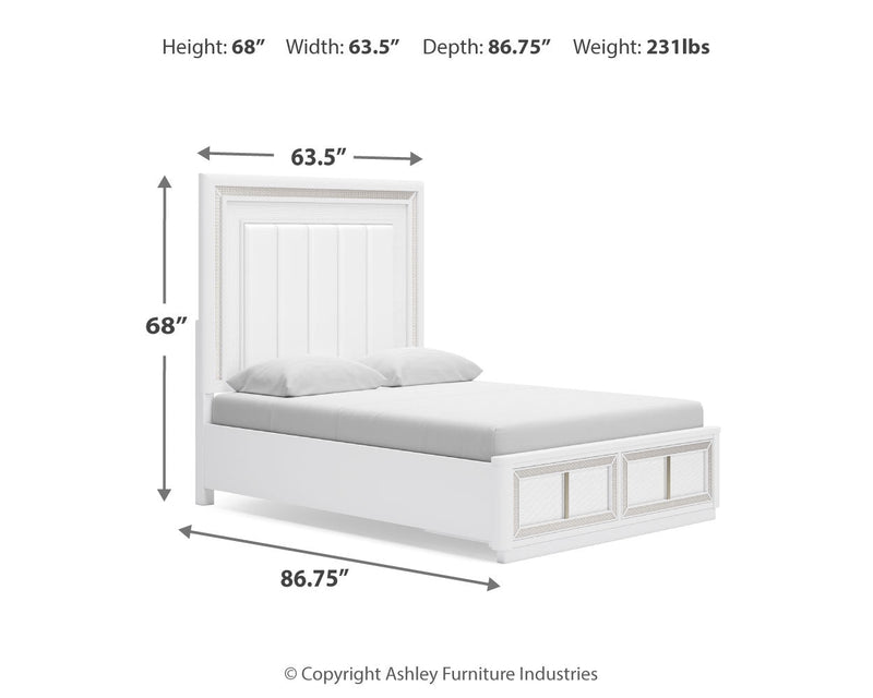 Chalanna Queen Upholstered Storage Bed with Dresser in White from Ashley - Luna Furniture