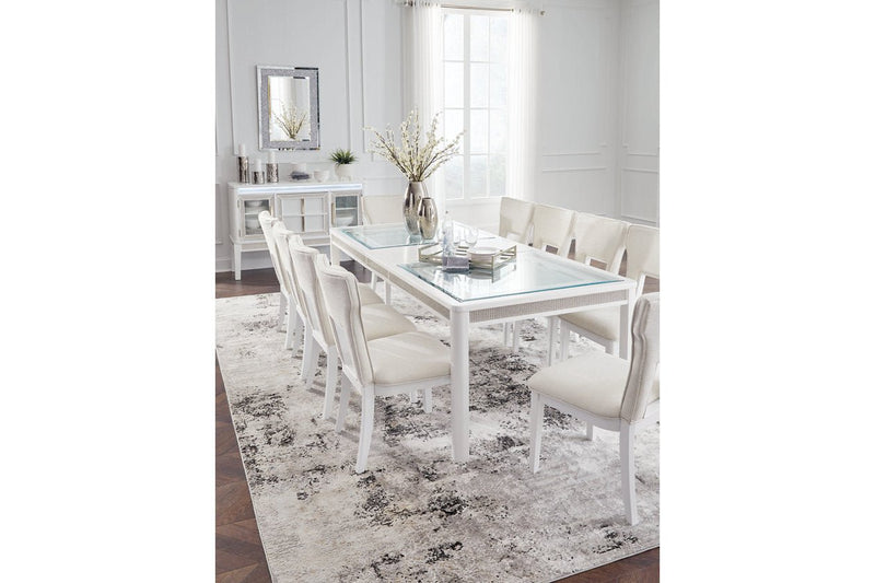 Chalanna White Dining Table and 10 Chairs - Gate FurnitureDining Room Set