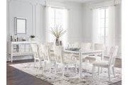 Chalanna White Dining Table and 8 Chairs - Gate FurnitureDining Room Set