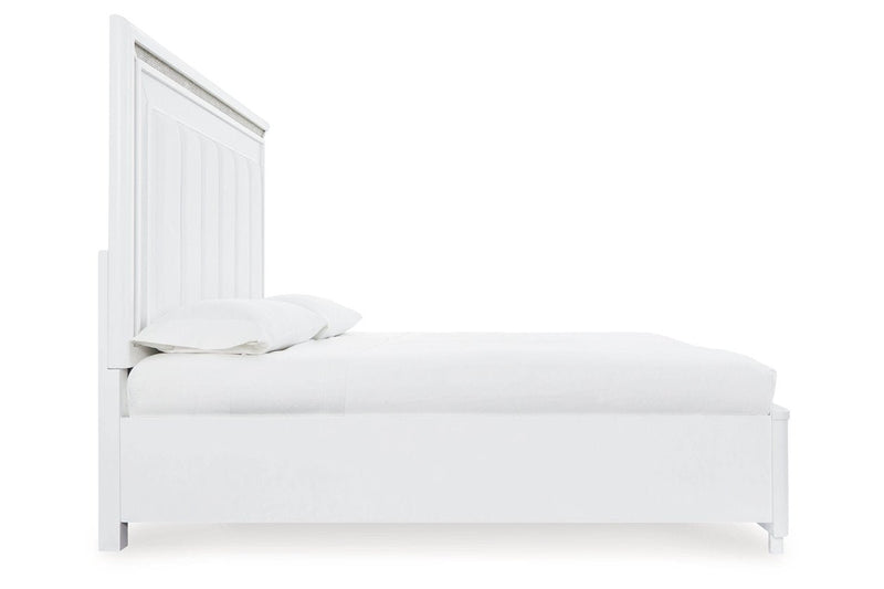Chalanna White Queen Upholstered Storage Bed - Gate FurnitureQueen Bed