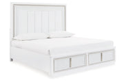Chalanna White Queen Upholstered Storage Bed - Gate FurnitureQueen Bed