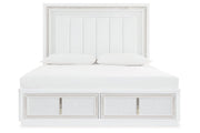 Chalanna White Queen Upholstered Storage Bed - Gate FurnitureQueen Bed