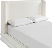 Chandra Linen Textured Fabric Upholstered Full Bed in Cream - ChandraCream-F