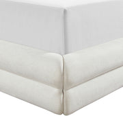 Chandra Linen Textured Fabric Upholstered Full Bed in Cream - ChandraCream-F