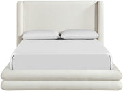 Chandra Linen Textured Fabric Upholstered Queen Bed in Cream - ChandraCream-Q