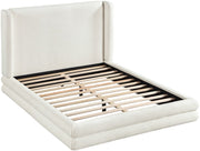 Chandra Linen Textured Fabric Upholstered Queen Bed in Cream - ChandraCream-Q