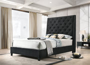 Chantilly Black Velvet King Upholstered Bed - Gate FurnitureKing Bed