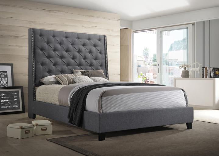 Chantilly Gray Upholstered Queen Bed - Gate FurnitureQueen Bed