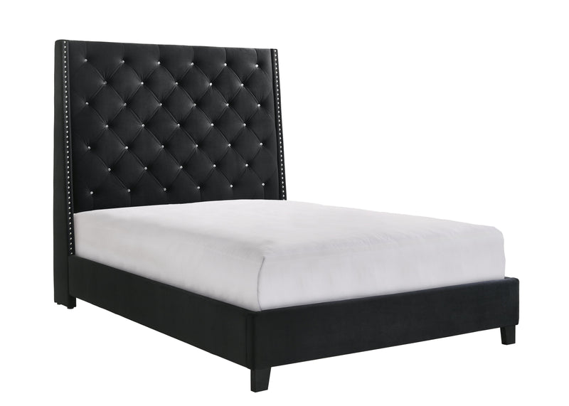 Chantilly Velvet Black Upholstered King Bed - Gate FurnitureKing Bed