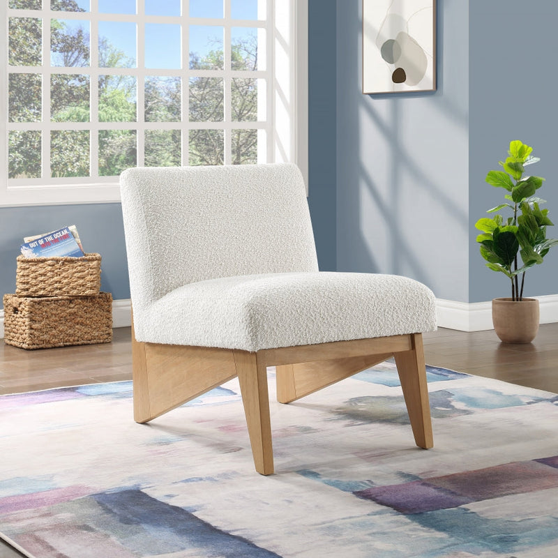 Chapman Boucle Fabric Upholstered Accent Chair in Cream - 460Natural