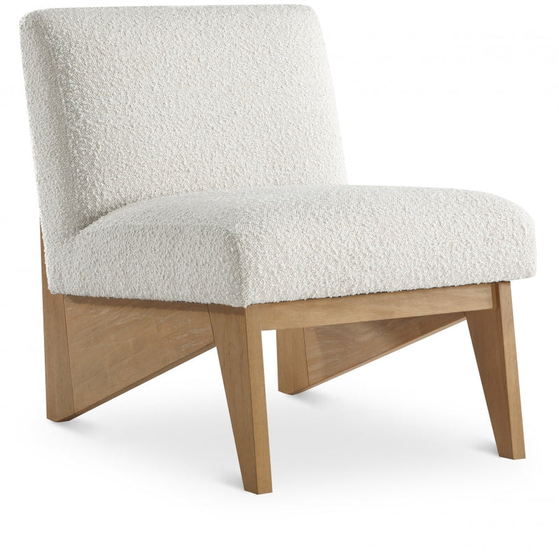 Chapman Boucle Fabric Upholstered Accent Chair in Cream - 460Natural