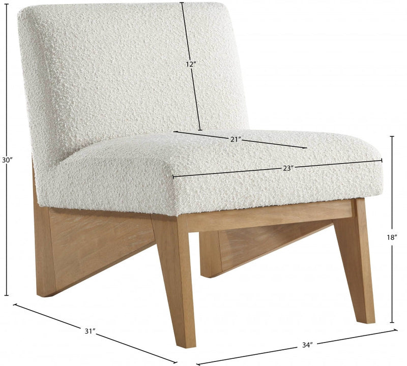 Chapman Boucle Fabric Upholstered Accent Chair in Cream - 460Natural