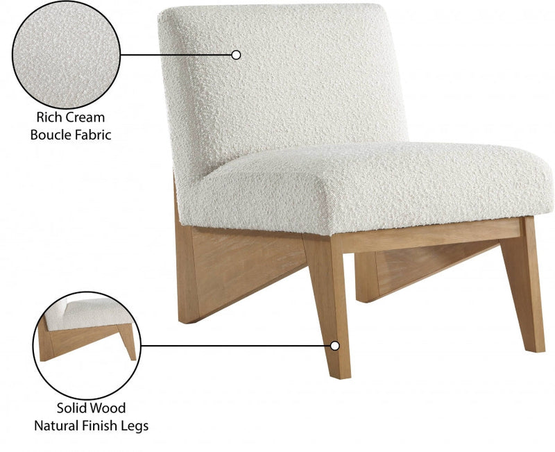 Chapman Boucle Fabric Upholstered Accent Chair in Cream - 460Natural