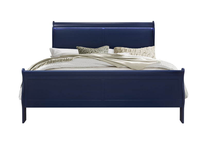 Charlie Blue King Bed With Led - Gate FurnitureKing Bed