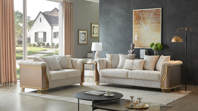 Chateau 2 Pc Living Room Set in Cream - Chateau 2 Pc Living Room Set in Cream