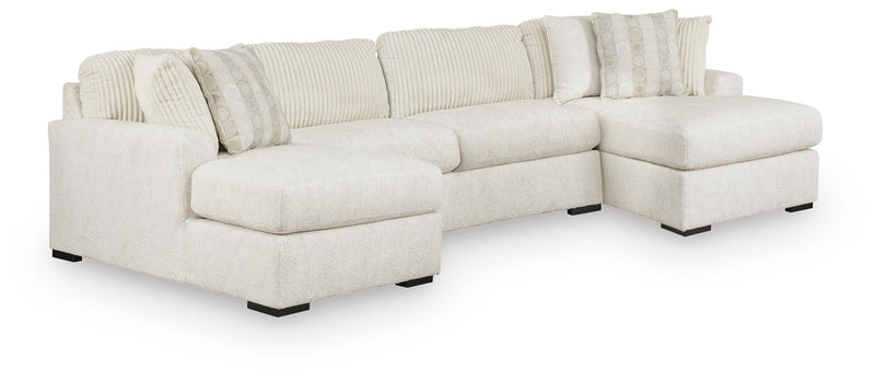 Chessington Ivory 3-Piece Sectional with Double Chaise - 61904S6