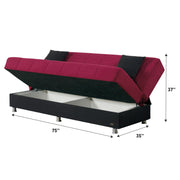Chicago 75 in. Convertible Sleeper Sofa in Red with Storage - Gate FurnitureSleeper Sofa