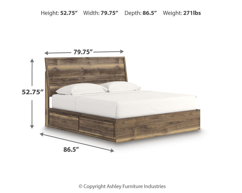 Chirason Brown King Panel Bed with Storage - PCB3367B14